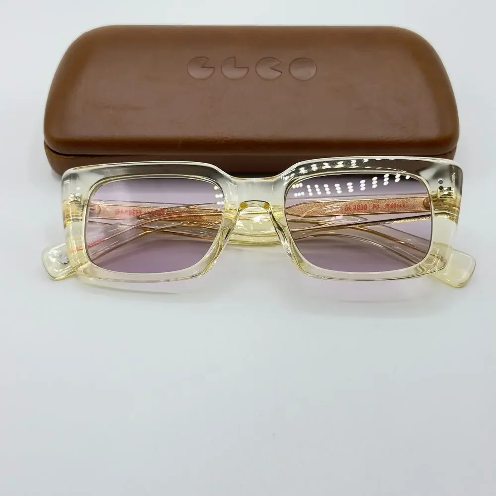 Garrett Leight Sunglasses GL3030 PG Pure Glass Rectangle Frame Plum Lens